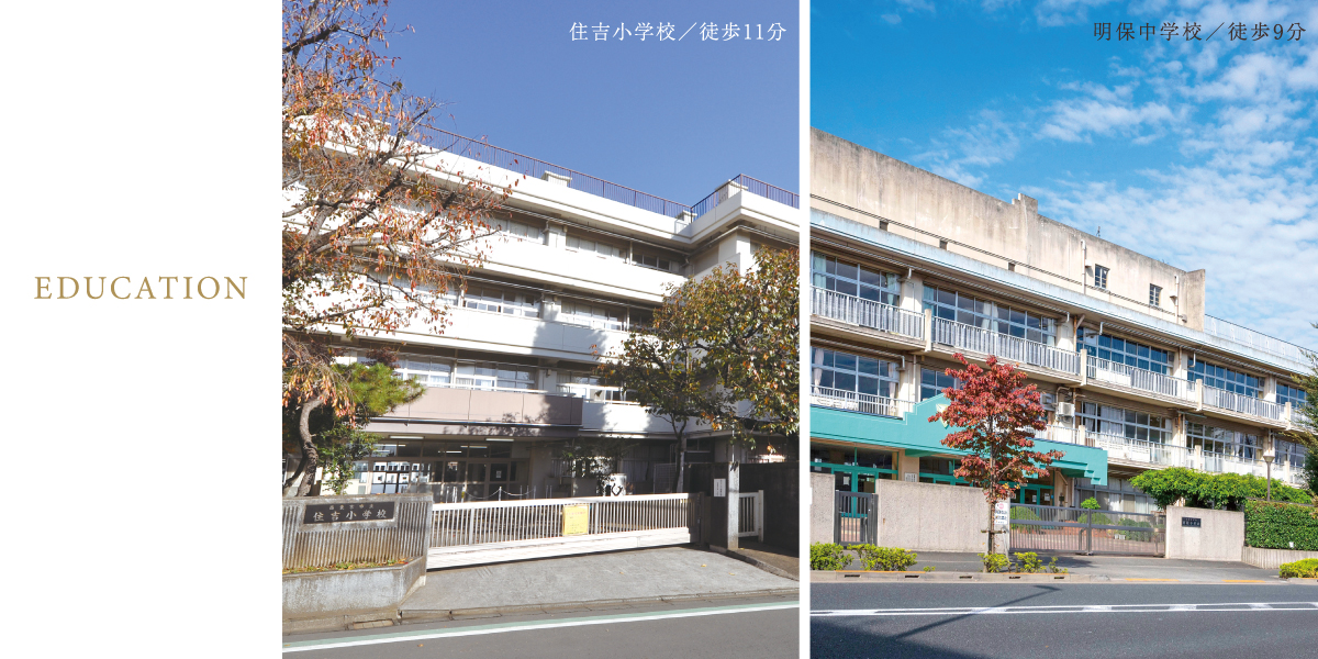 現地からの距離は地図上の概測です。各施設までの所要時間は最も遠い号棟を起点に計測しております。所要時間は、80m=1分として換算、端数は切り上げています。