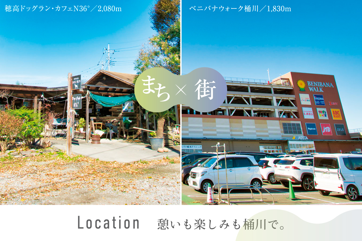 ※現地からの距離は、地図上の概測です。分数・距離は分譲地内の最も遠い号棟からのものです。