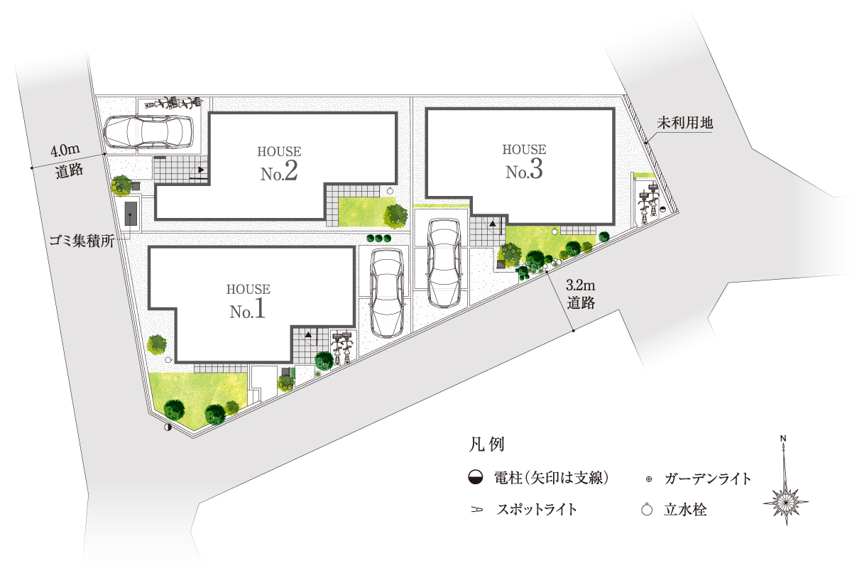 【自然の光と風を招く開放感あふれる街区形成】